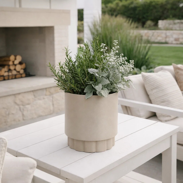 Lotus Metal Planter - Taupe