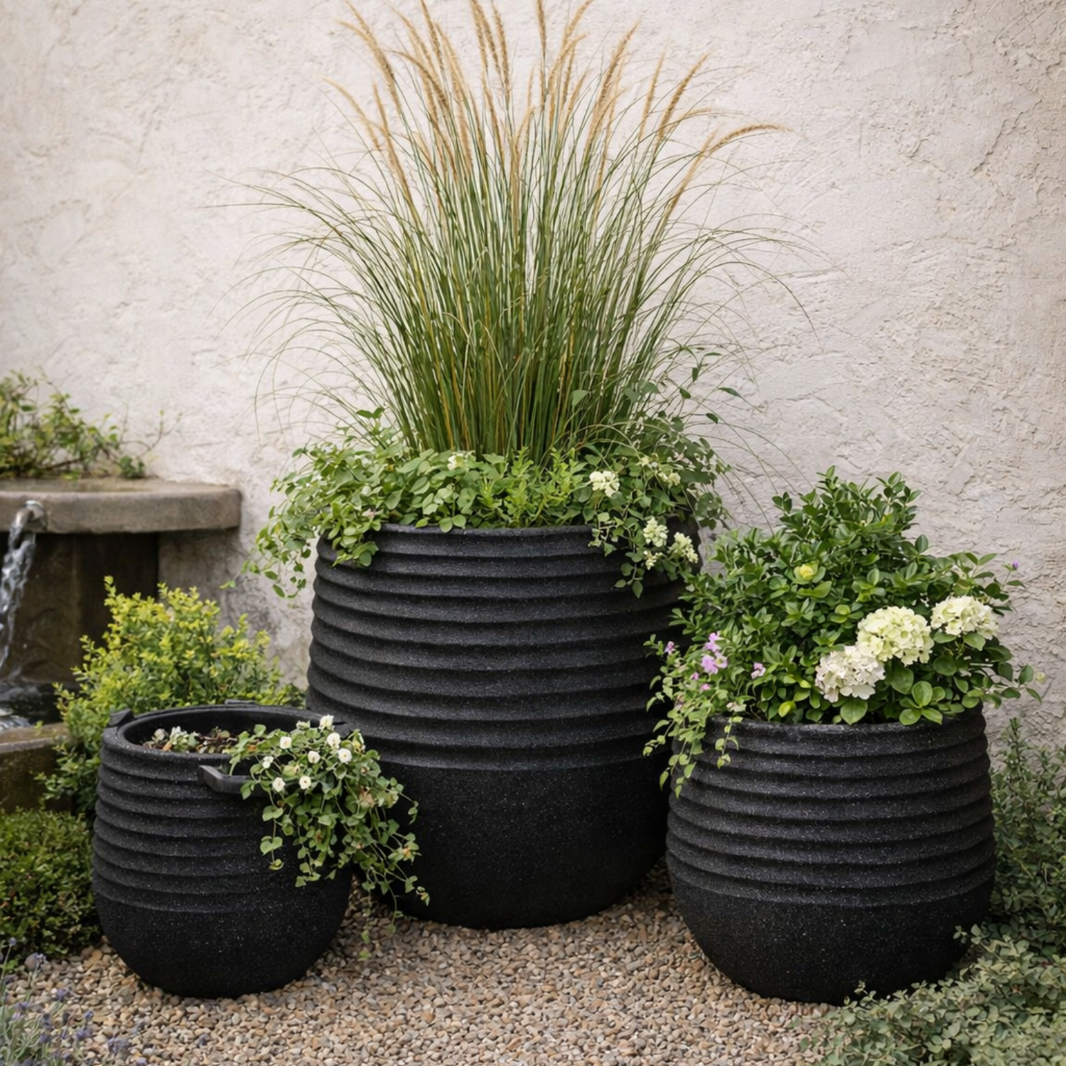 Welland Textured Planters - Black