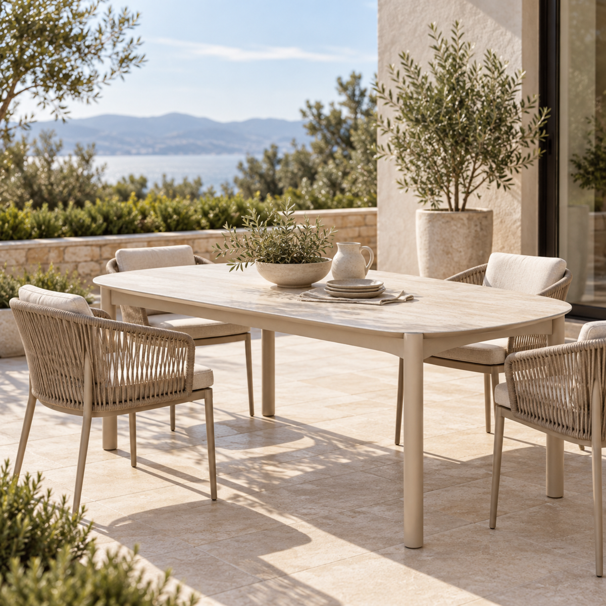 Bellvue Ceramic 70" Oval Dining Table - Stone Taupe