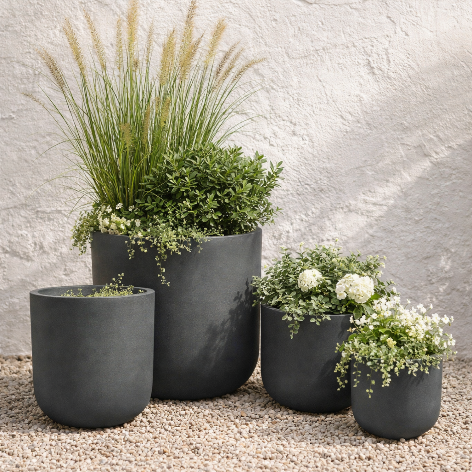 Harvest Cylinder Planter w/ Tray - Chalk Black