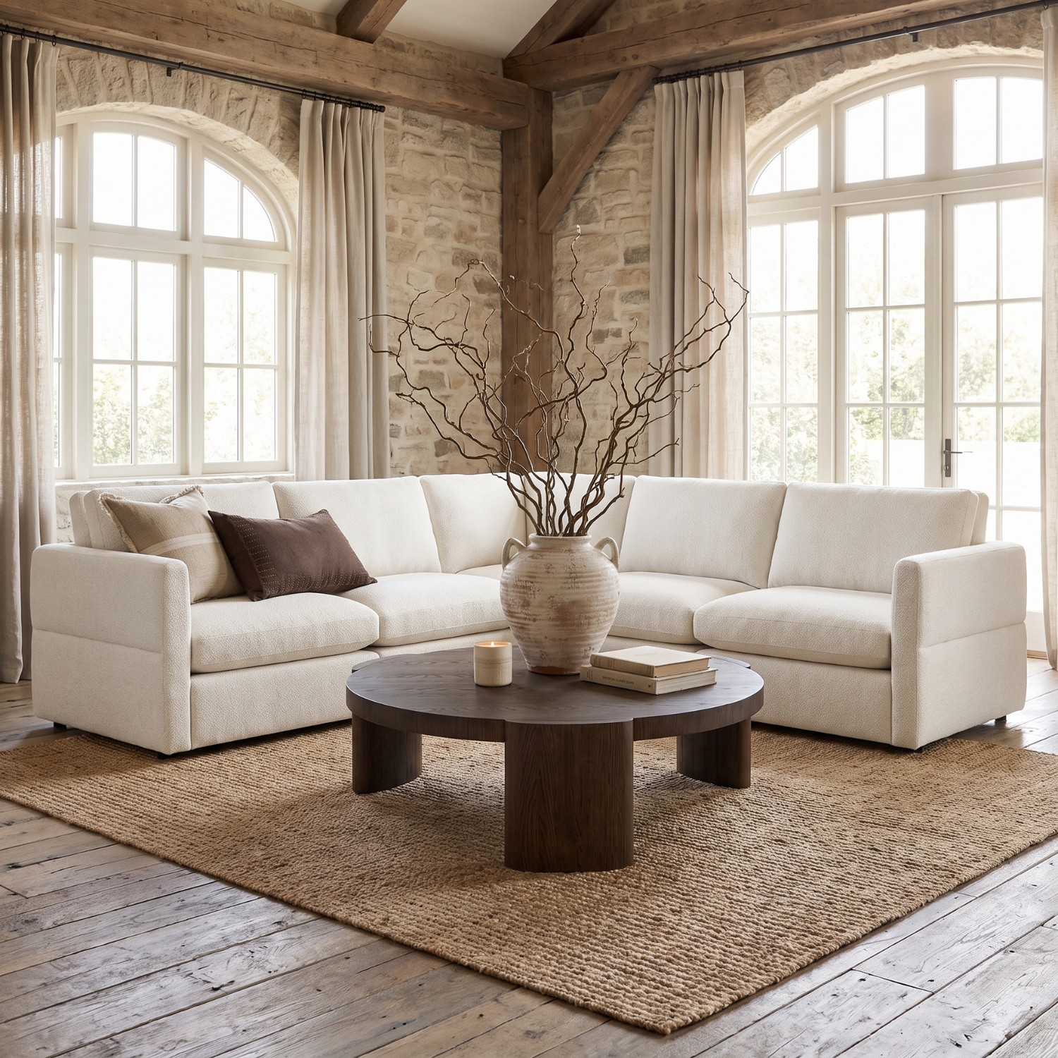Sauveur L-Shape Sectional - Crypton® Nomad Snow