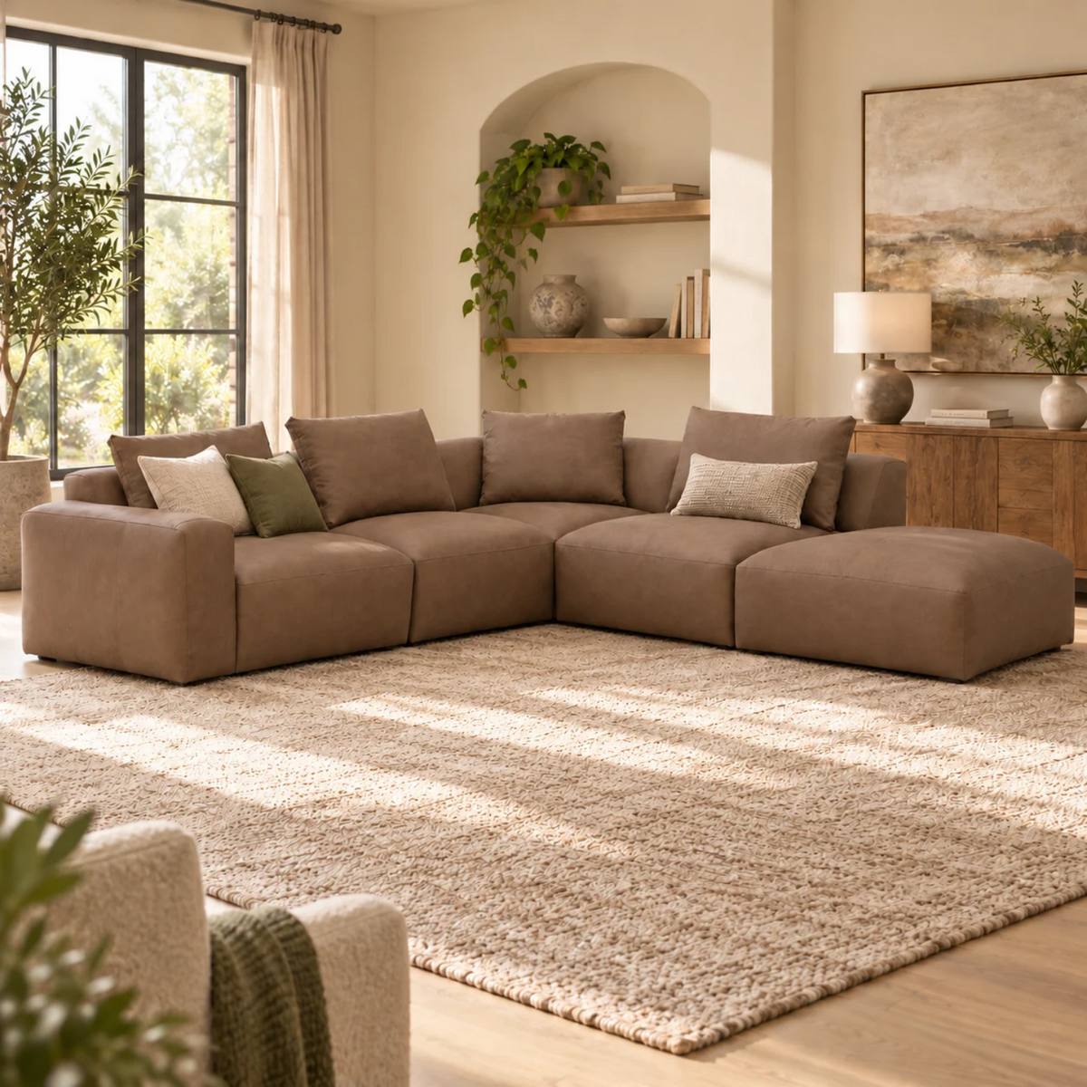 Haliburton 5pc Sectional - Safari Mocha Leather