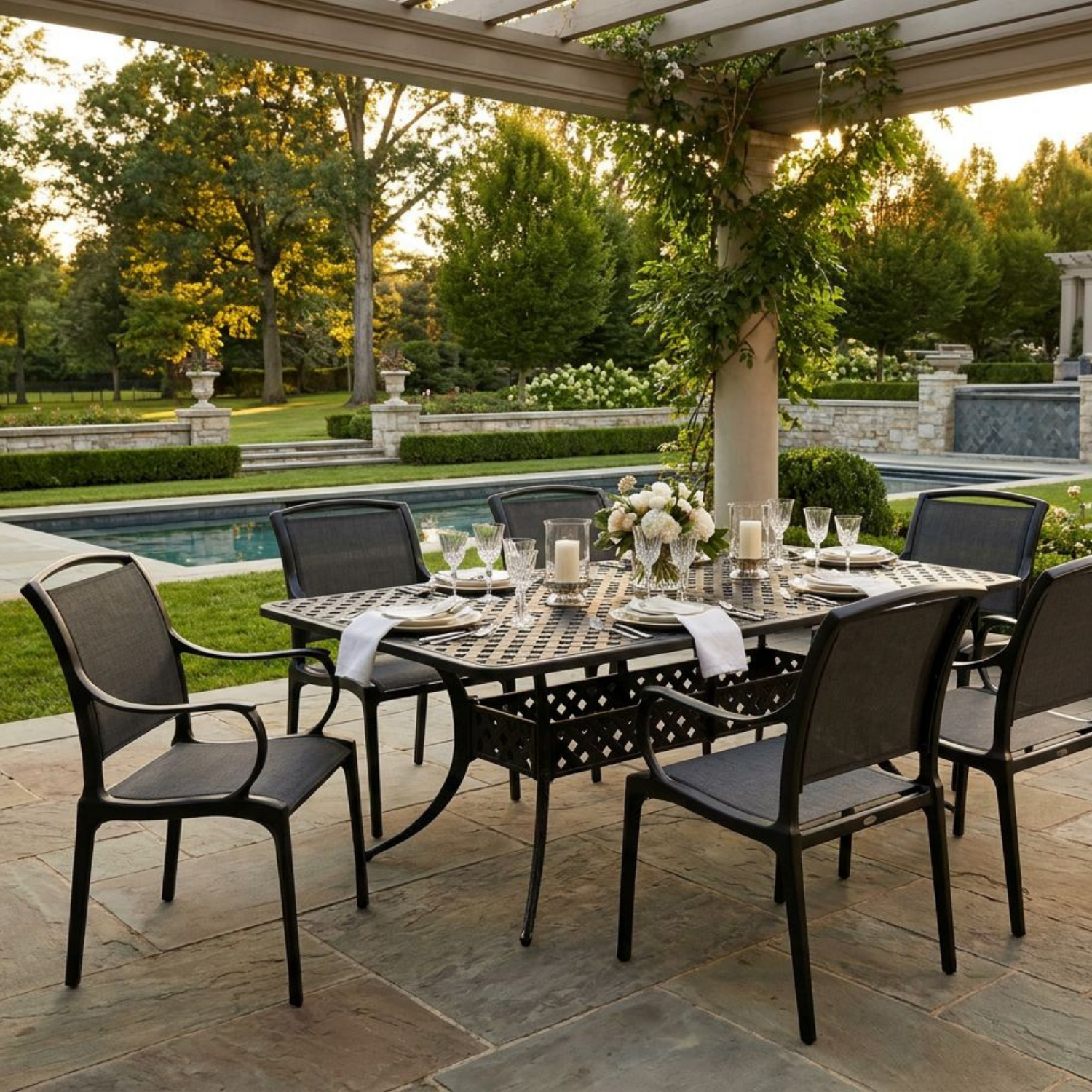Biltmore Black Cast Aluminum Dining Set