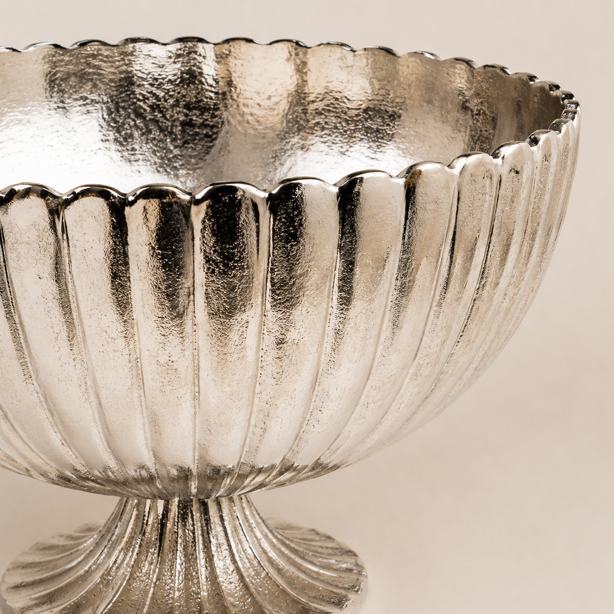 Nickelplated Fluted Scalloped Bowl
