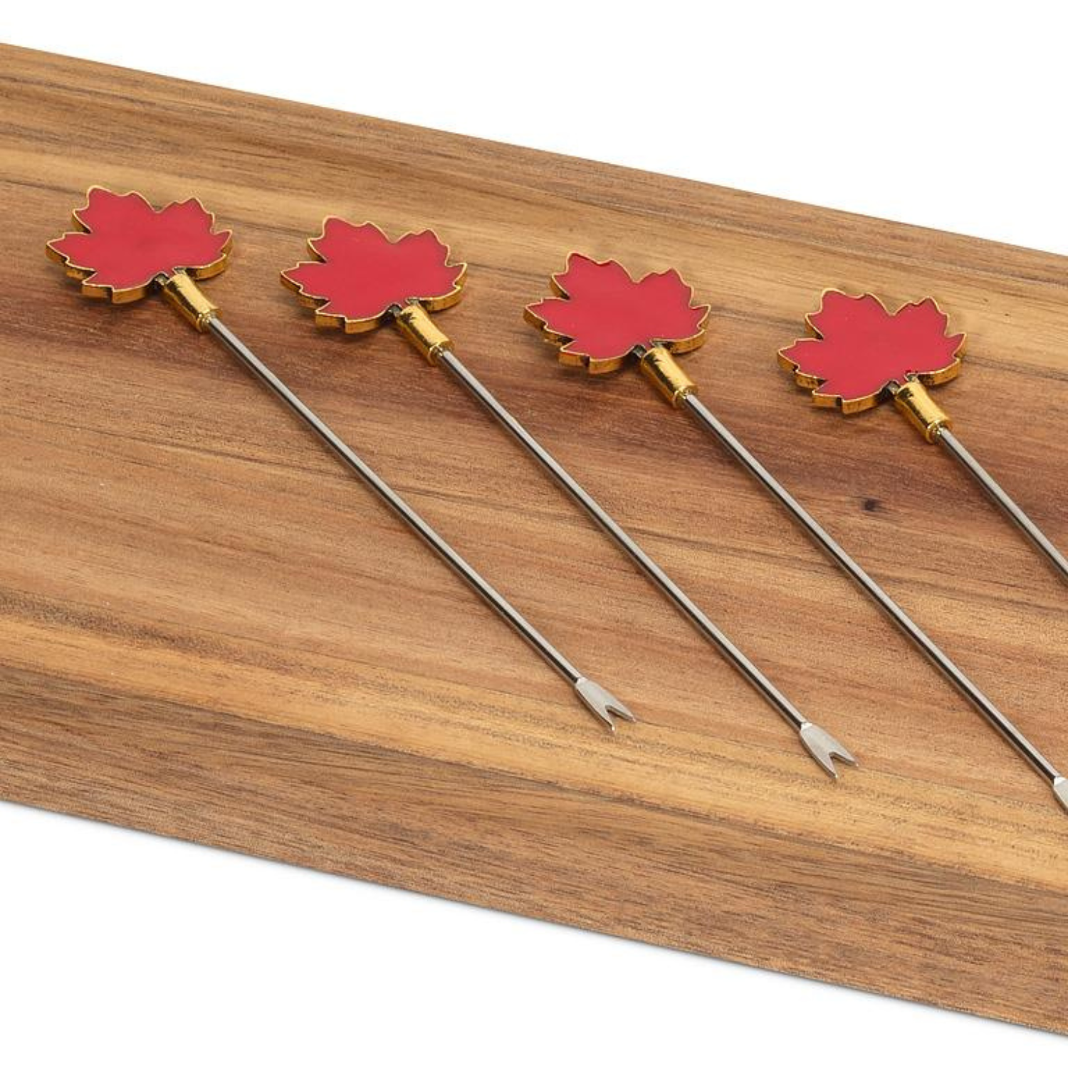 Wood Board w/ Maple Leaf Picks