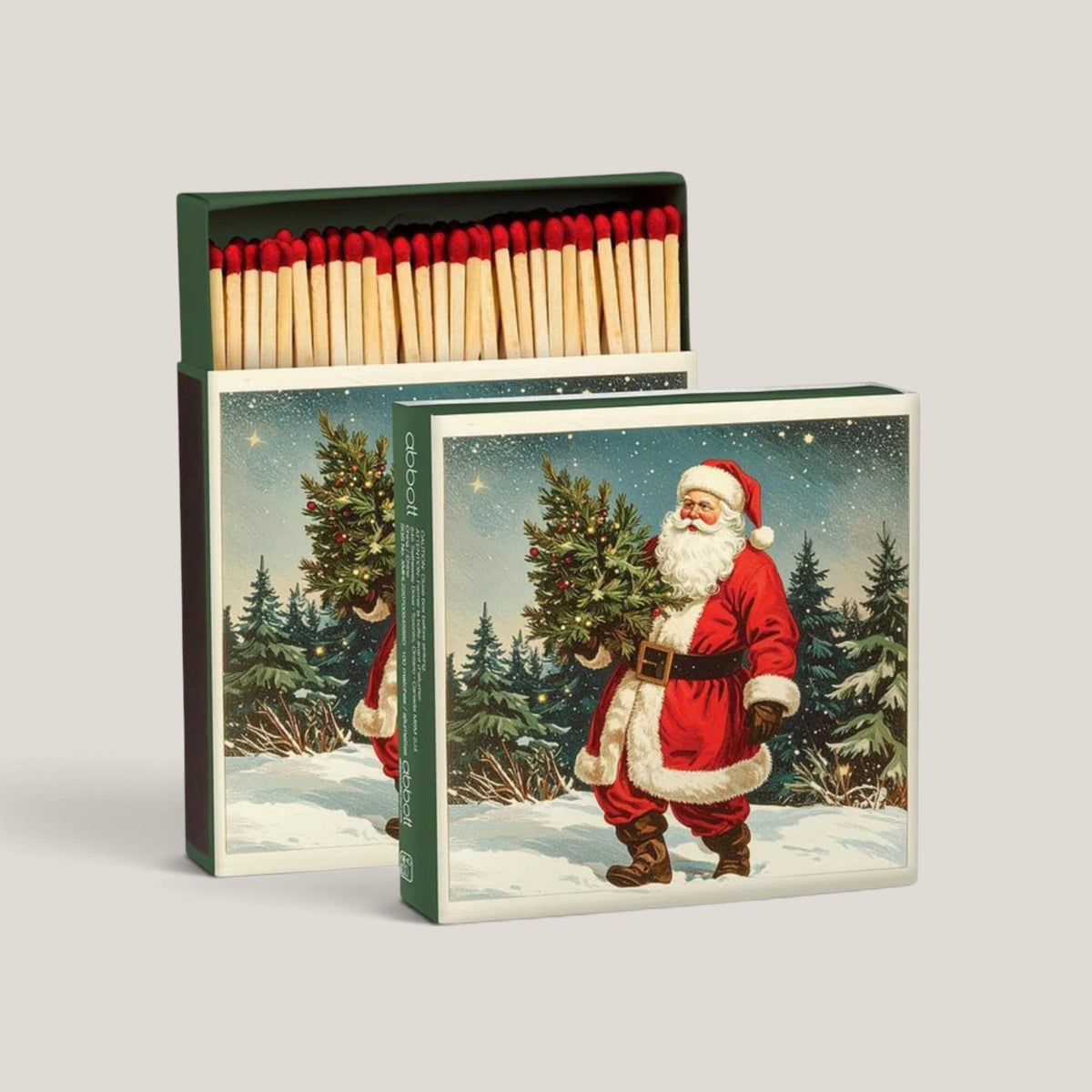 Evergreen Santa Fireplace Matchbox