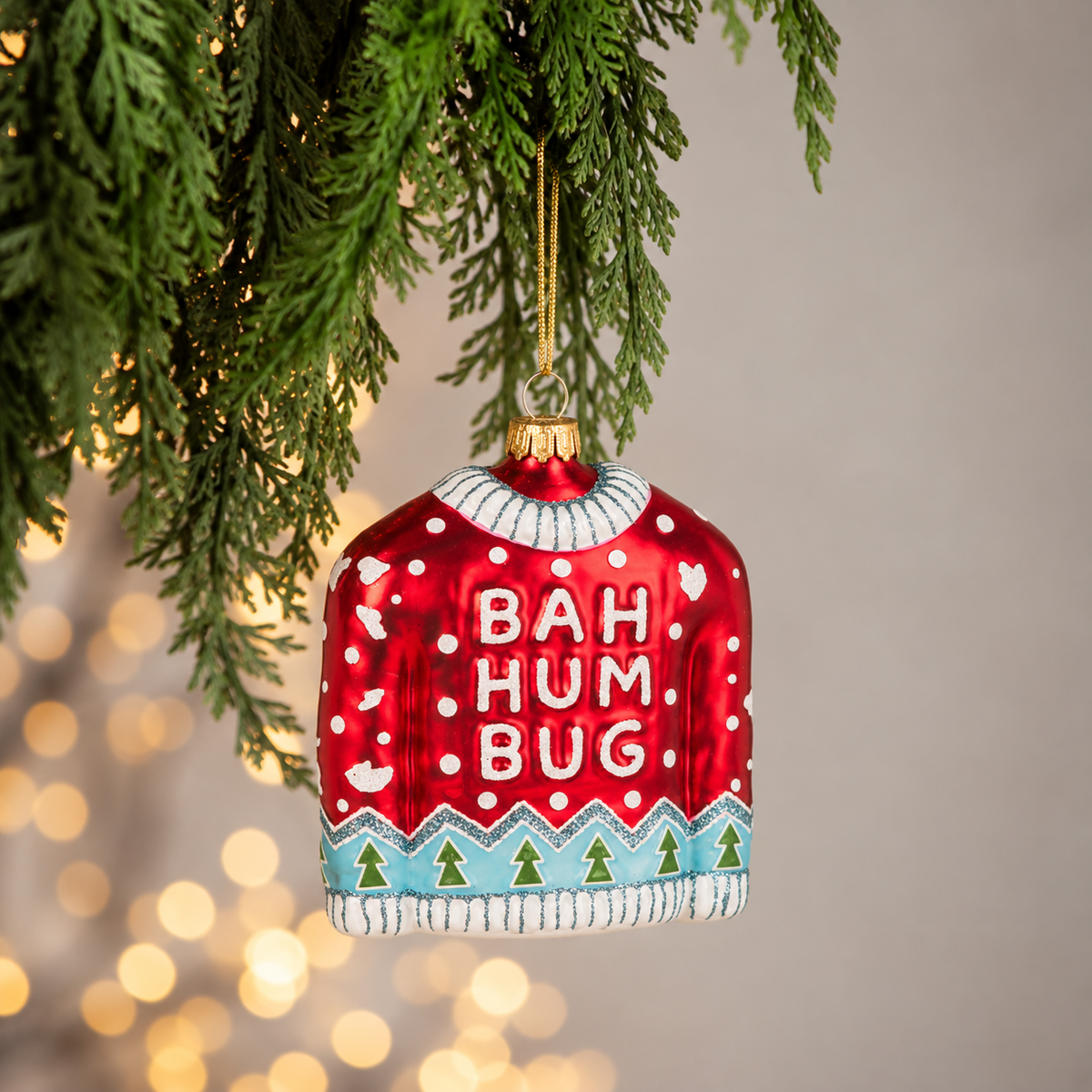 Bah Hum Bug Vibes Glass Ornament