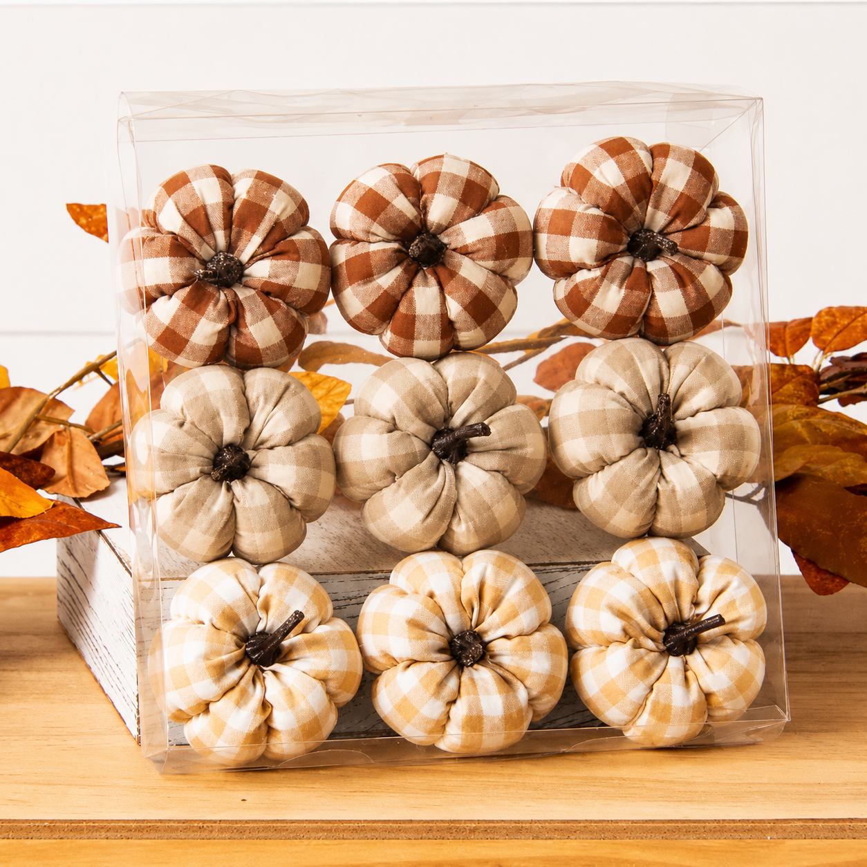 Gingham Mini Pumpkin (Set of 9)