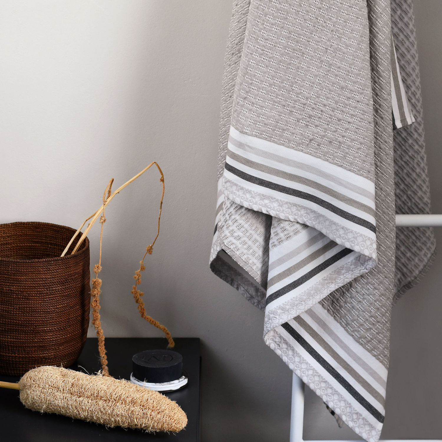 Lunar Grey Waffle Cotton Towels