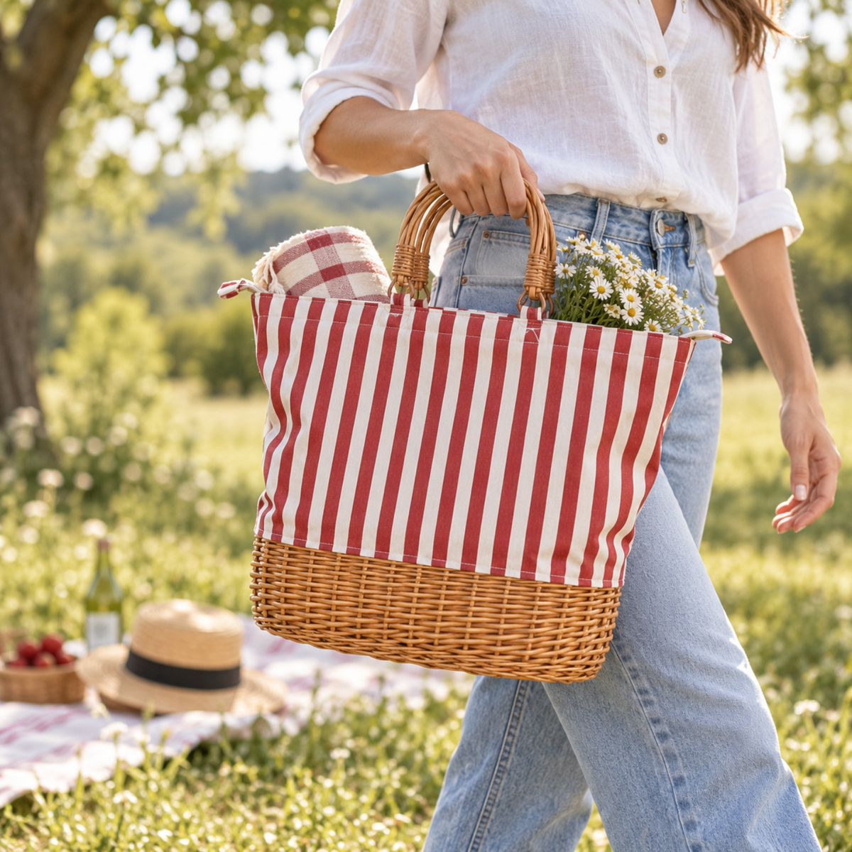 Willow Insulated Picnic Bag - Red Stripe