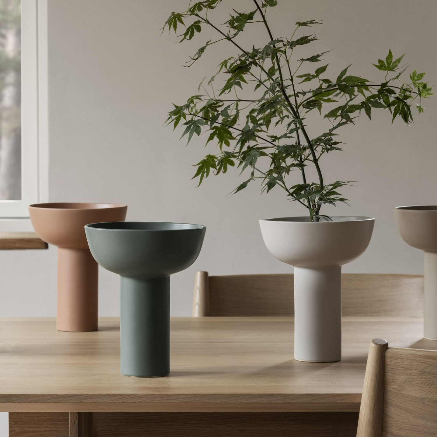 Bell Ceramic Low & Tall Vase - Sage Green