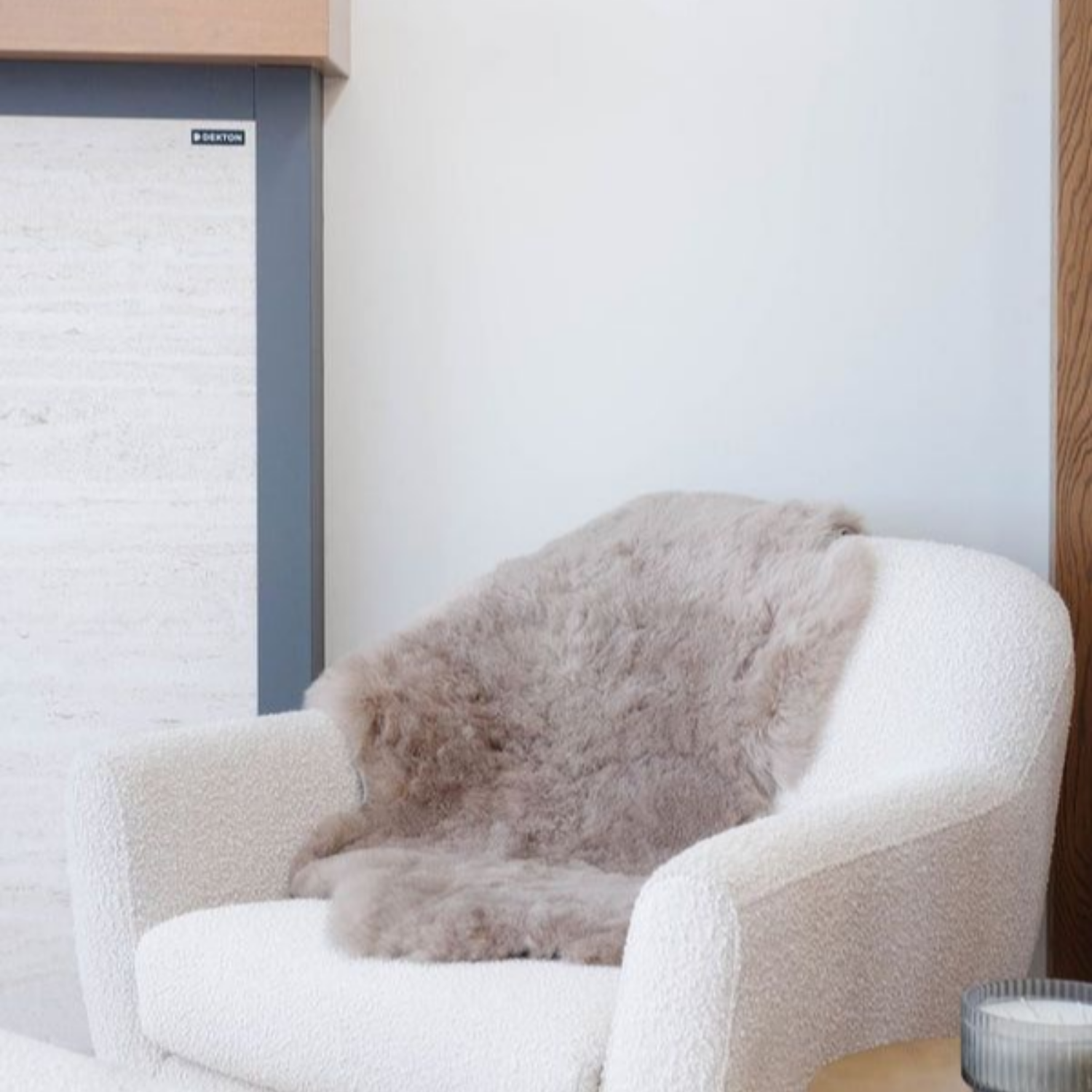 Shorn Beige/Grey Sheepskin Throw
