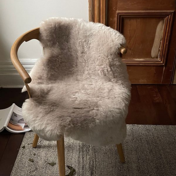 Shorn Beige/Grey Sheepskin Throw