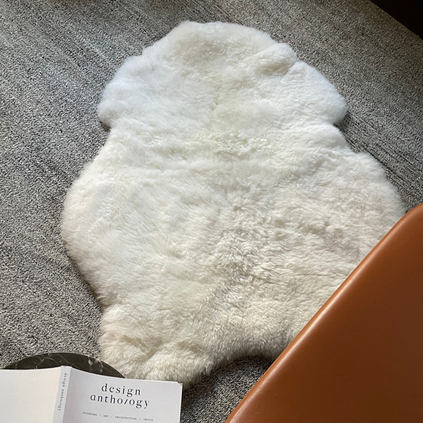 Shorn White Sheepskin Throw