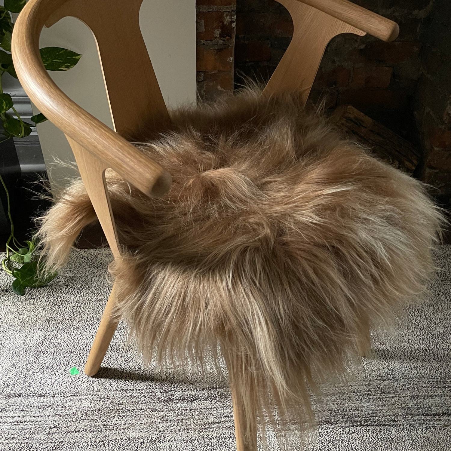 Long Hair Caramel Brown Sheepskin Chair Pad