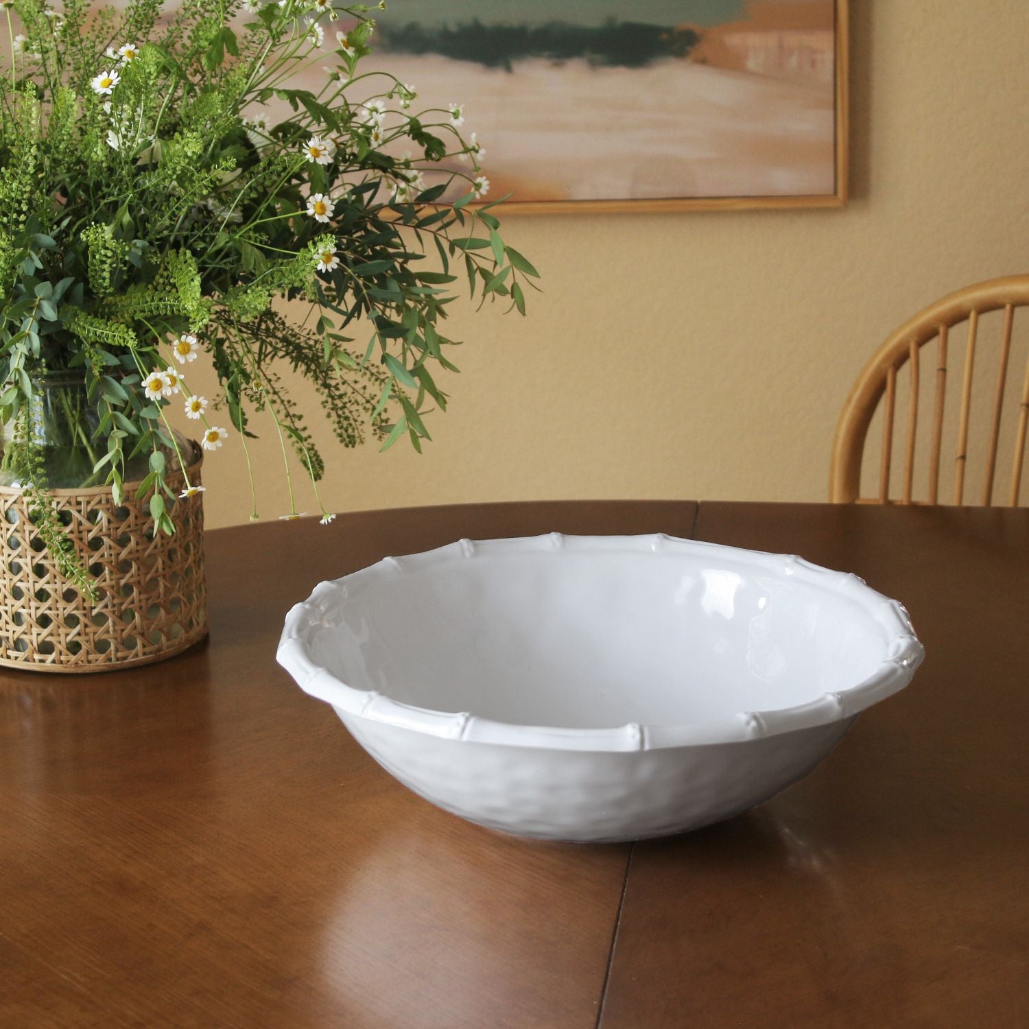 Bamboo Border Melamine Salad Bowl