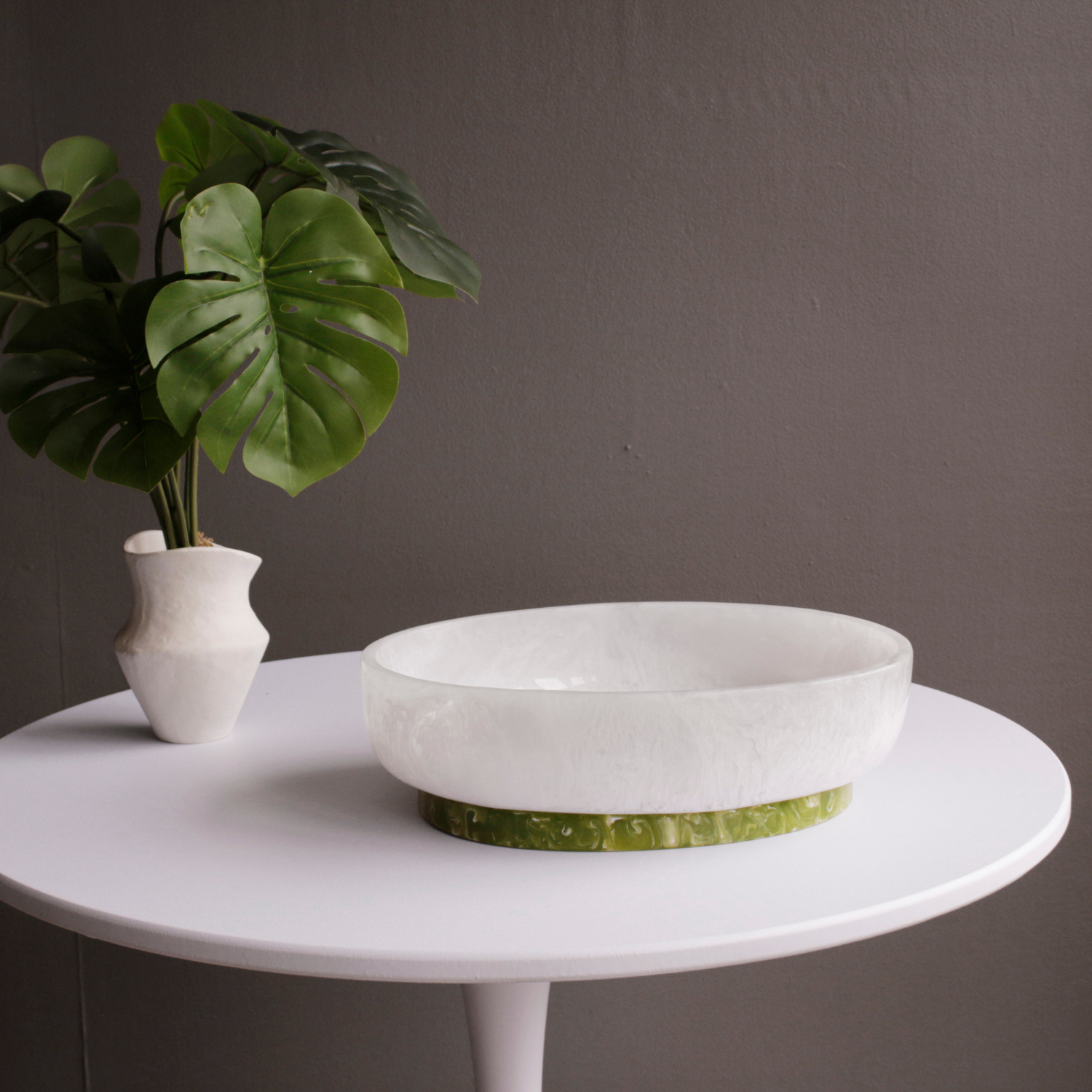 Rio Green/White Resin Oval Serving Bowl