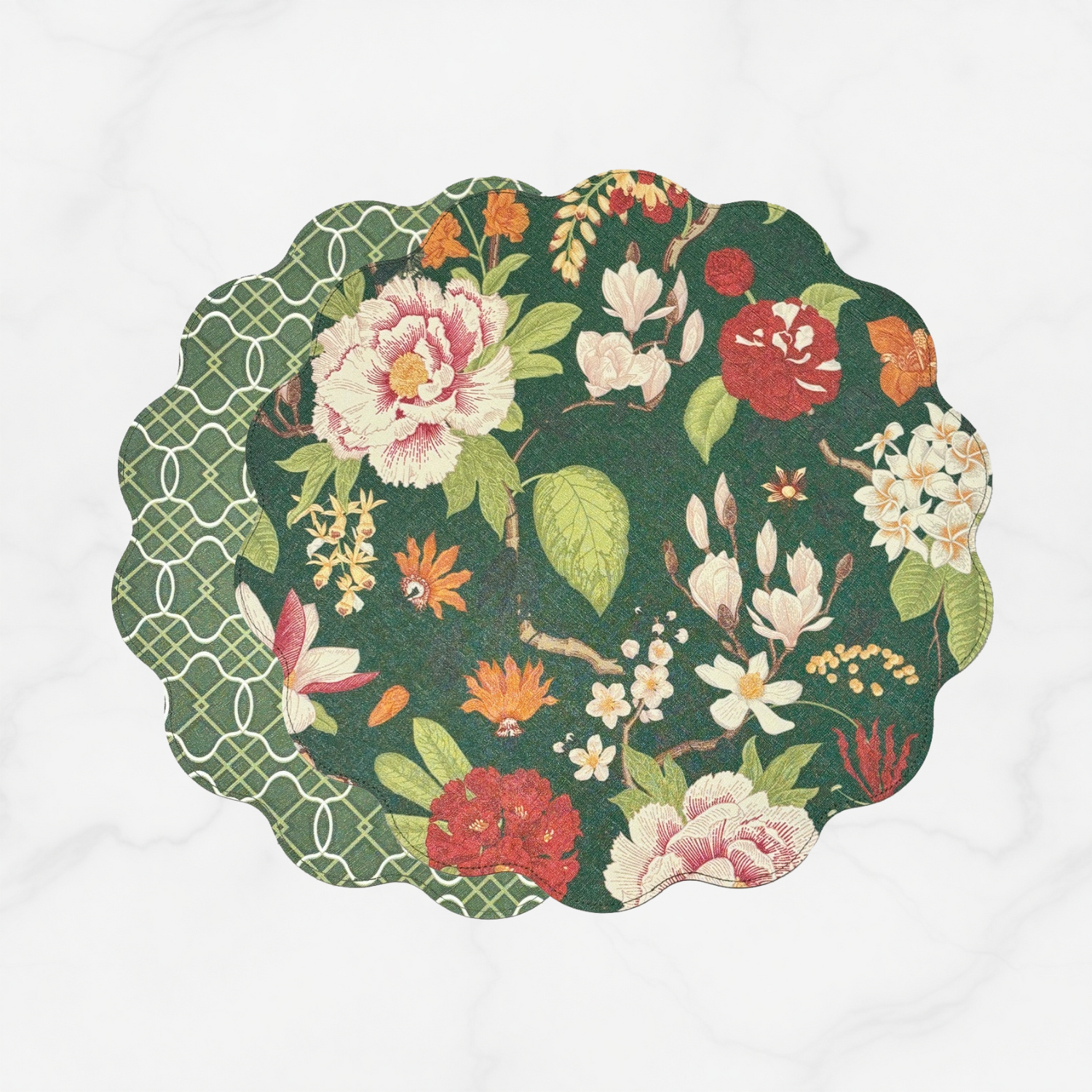 Heirloom Floral Reversible Scallop Placemat (Set of 4)