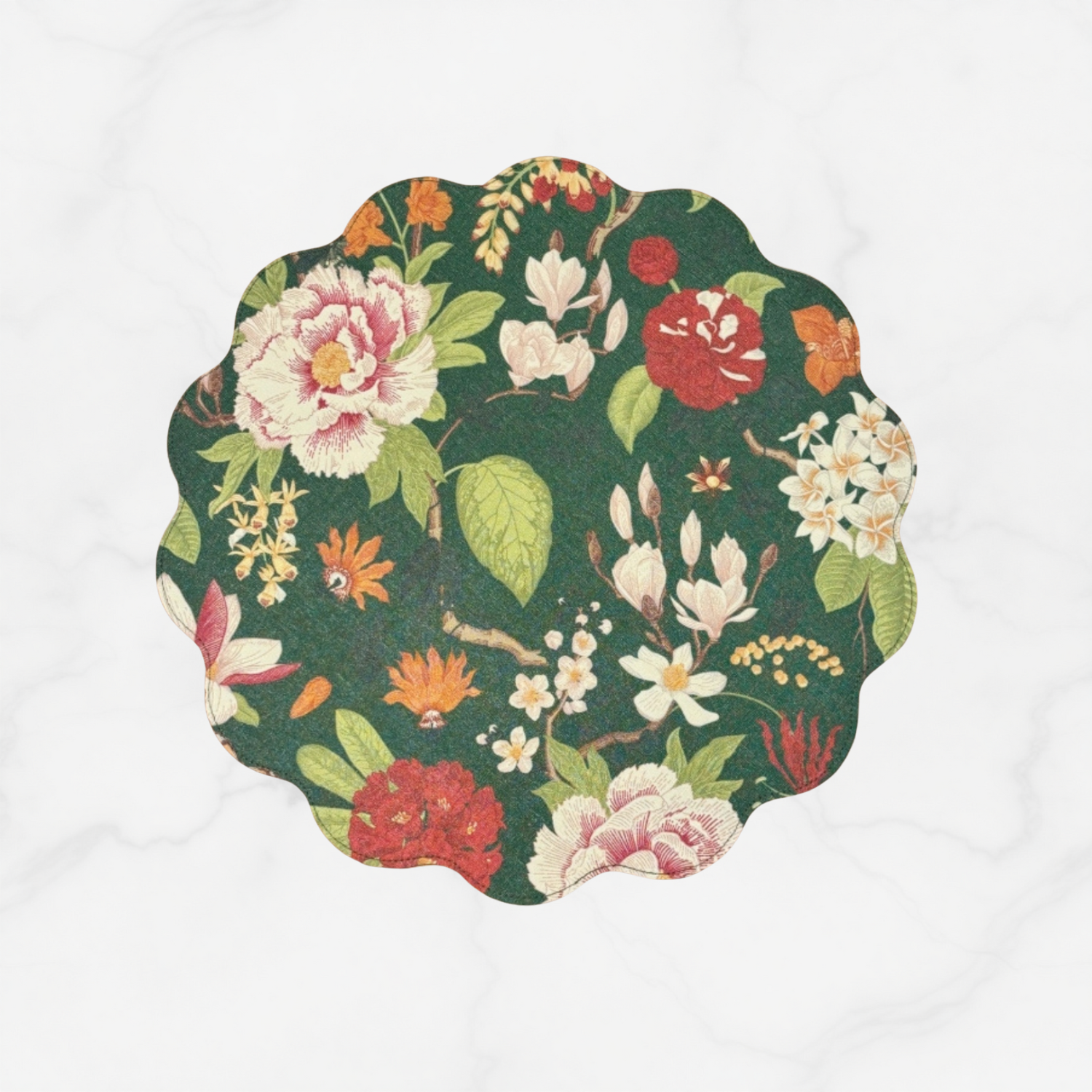 Heirloom Floral Reversible Scallop Placemat (Set of 4)