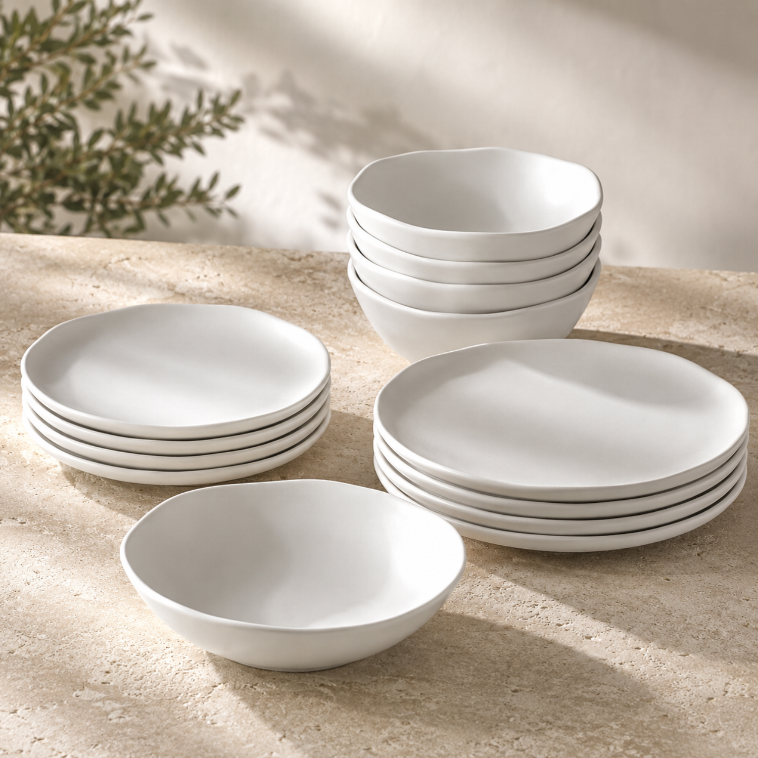 Sculpted Melamine 12-Piece Dinnerware Set