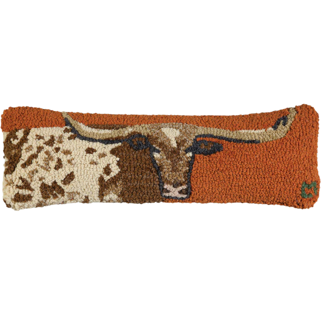 Western Steer Wool Kidney Toss Pillow