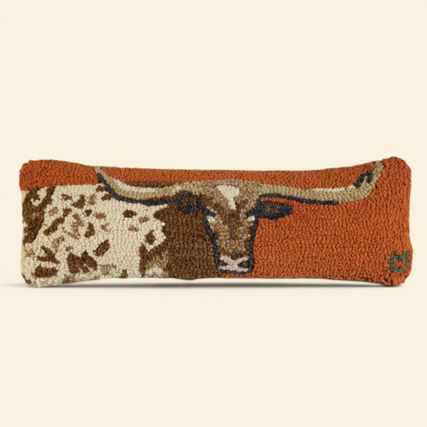 Western Steer Wool Kidney Toss Pillow