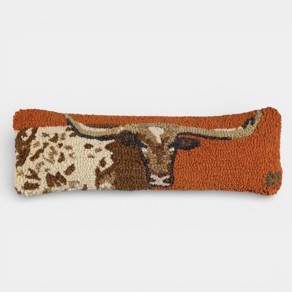 Western Steer Wool Kidney Toss Pillow