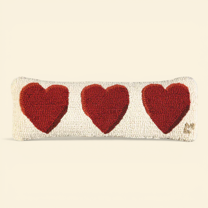 Sweetheart Trio Wool-Hooked Lumbar Pillow