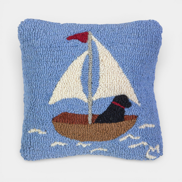 Pup Sailing Seas Wool Toss Pillow