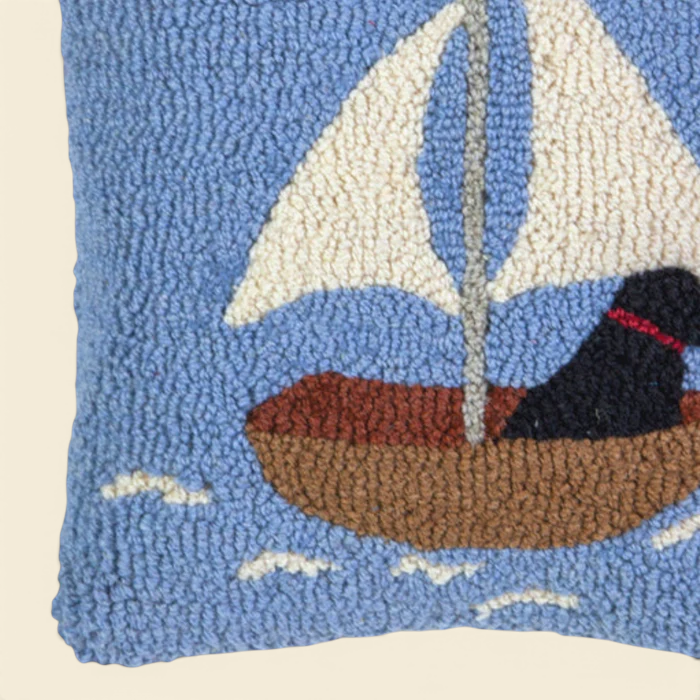 Pup Sailing Seas Wool Toss Pillow