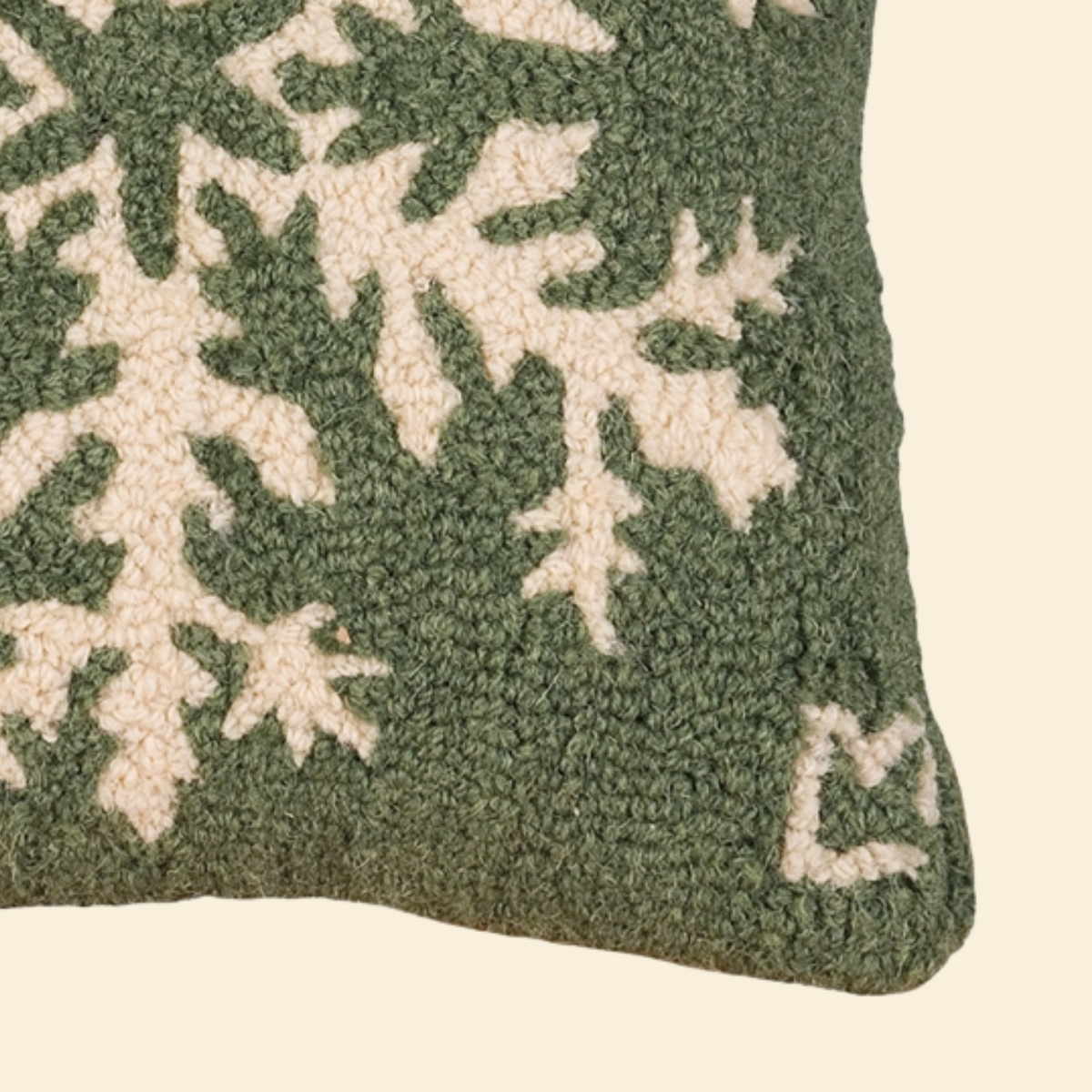 Snowflake Wishes Hooked-Wool Toss Pillow