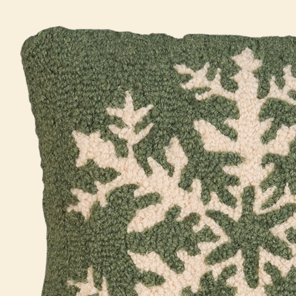 Snowflake Wishes Hooked-Wool Toss Pillow
