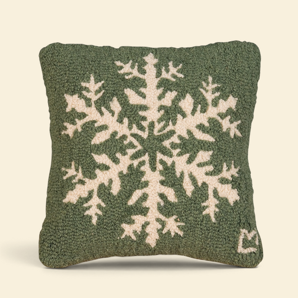 Snowflake Wishes Hooked-Wool Toss Pillow