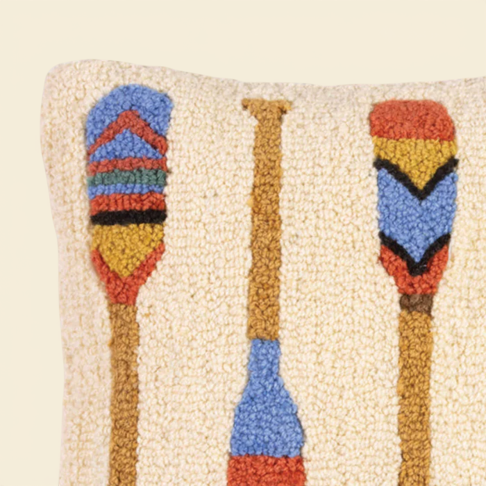 Colourful Coastal Paddles Wool Toss Pillow
