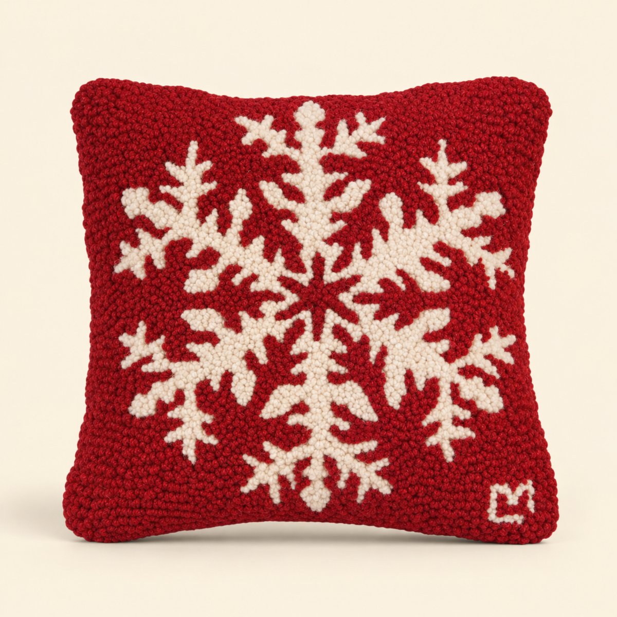 Snowflake Wishes Red - Wool Toss Pillow