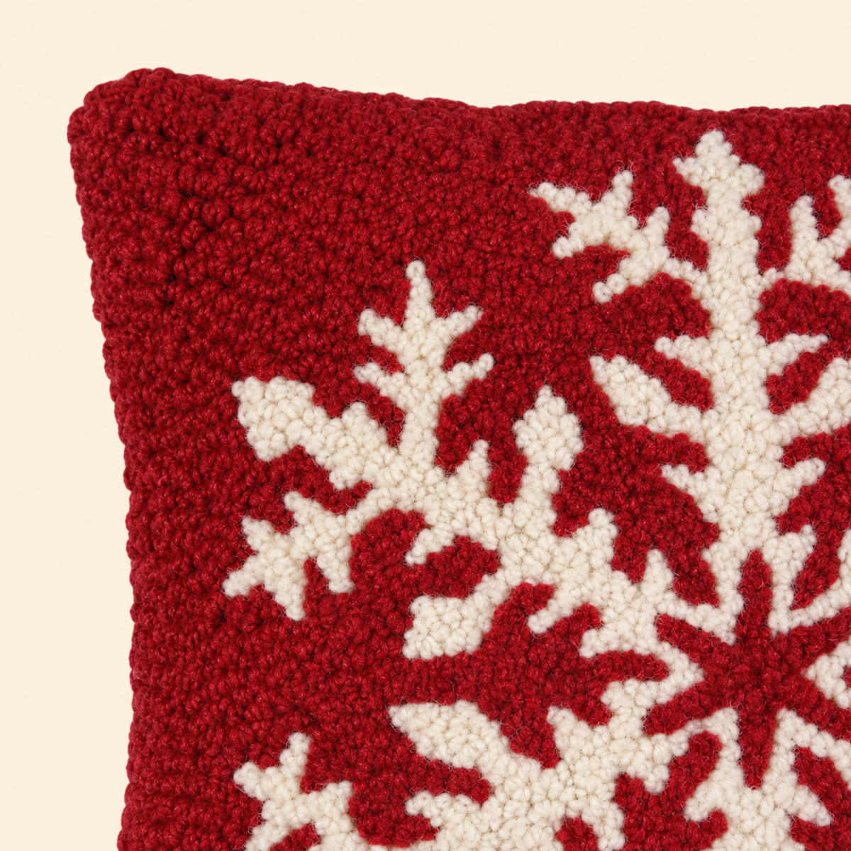 Snowflake Wishes Red - Wool Toss Pillow