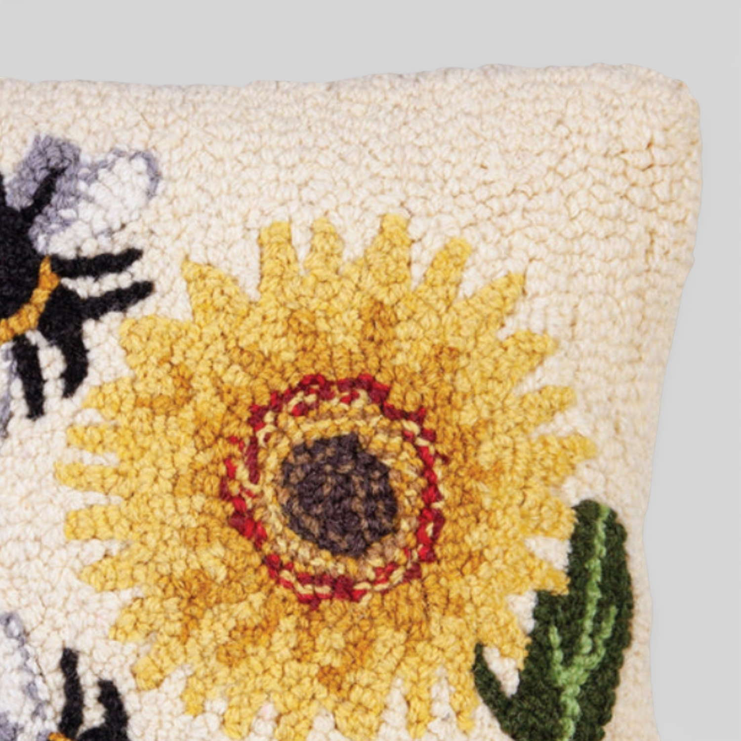 Sunflower Bumblebees Wool Toss Pillow