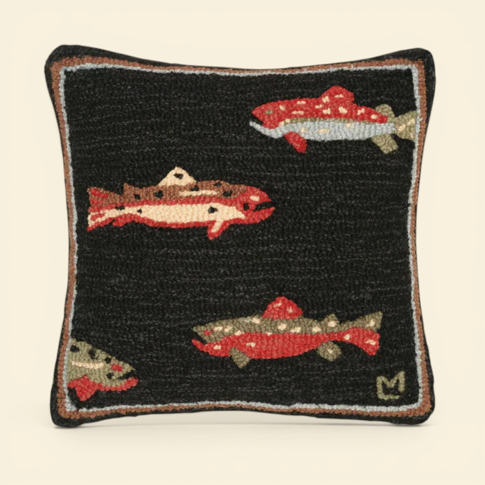 Trout Tread Wool Toss Pillow