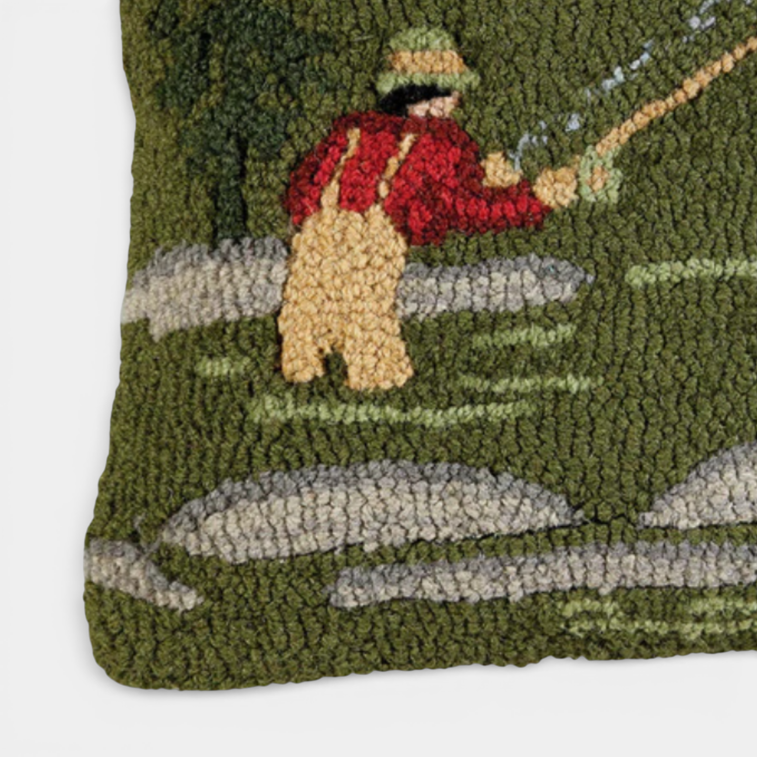 Fly Fisherman Wool Toss Pillow