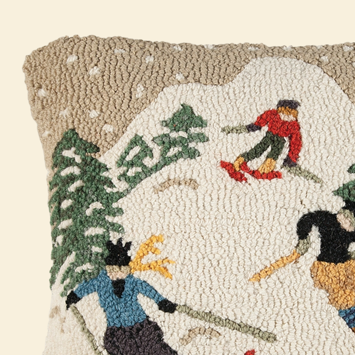 Downhill Dash Hooked-Wool Toss Pillow