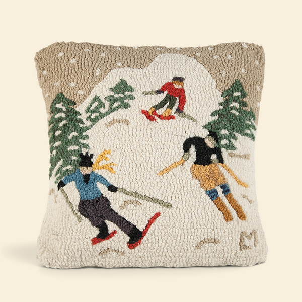 Downhill Dash Hooked-Wool Toss Pillow