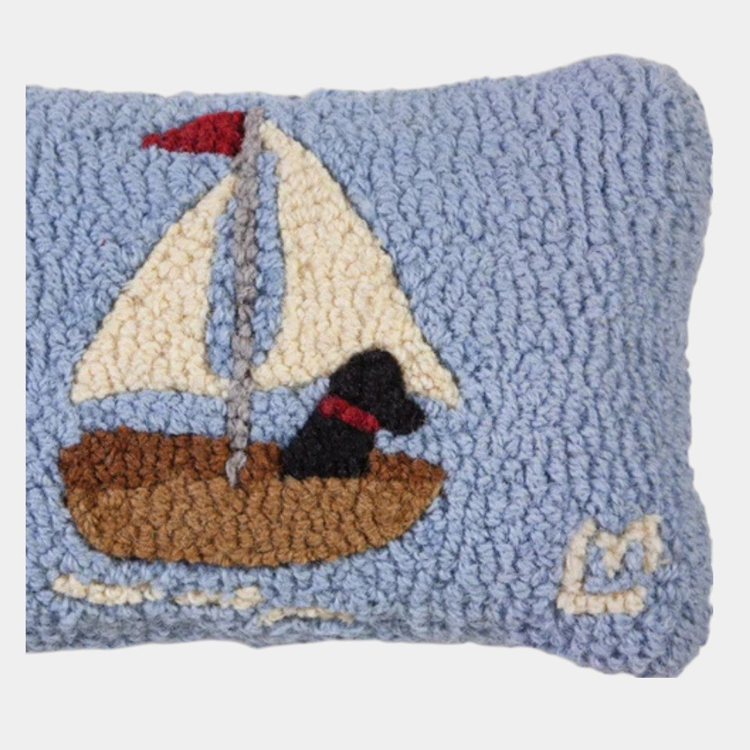 Pup Sailing Seas Wool Kidney Toss Pillow