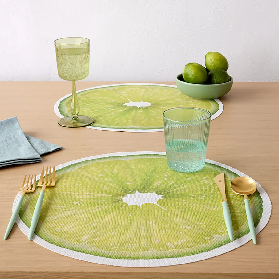 Chilewich Citrus Lime 15" Round In/Out Placemat (Set of 4)