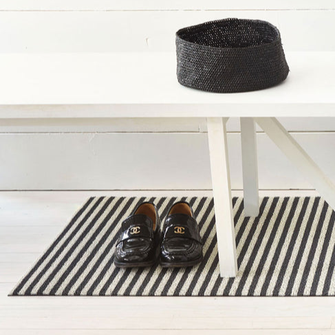 Chilewich Breton Stripe Shag 2x3 Utility Mat - Gravel