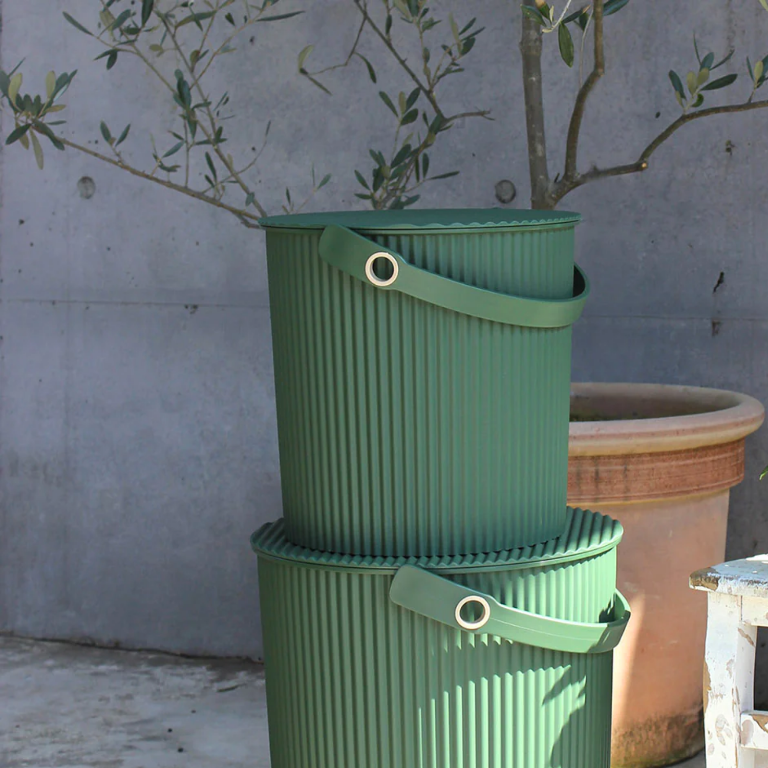 Hachiman Garden Storage Bucket w/ Lid - Green