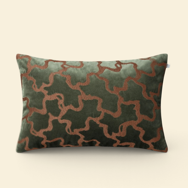 Sanctuary Velvet Cotton Kidney Toss Pillow with Feather Insert