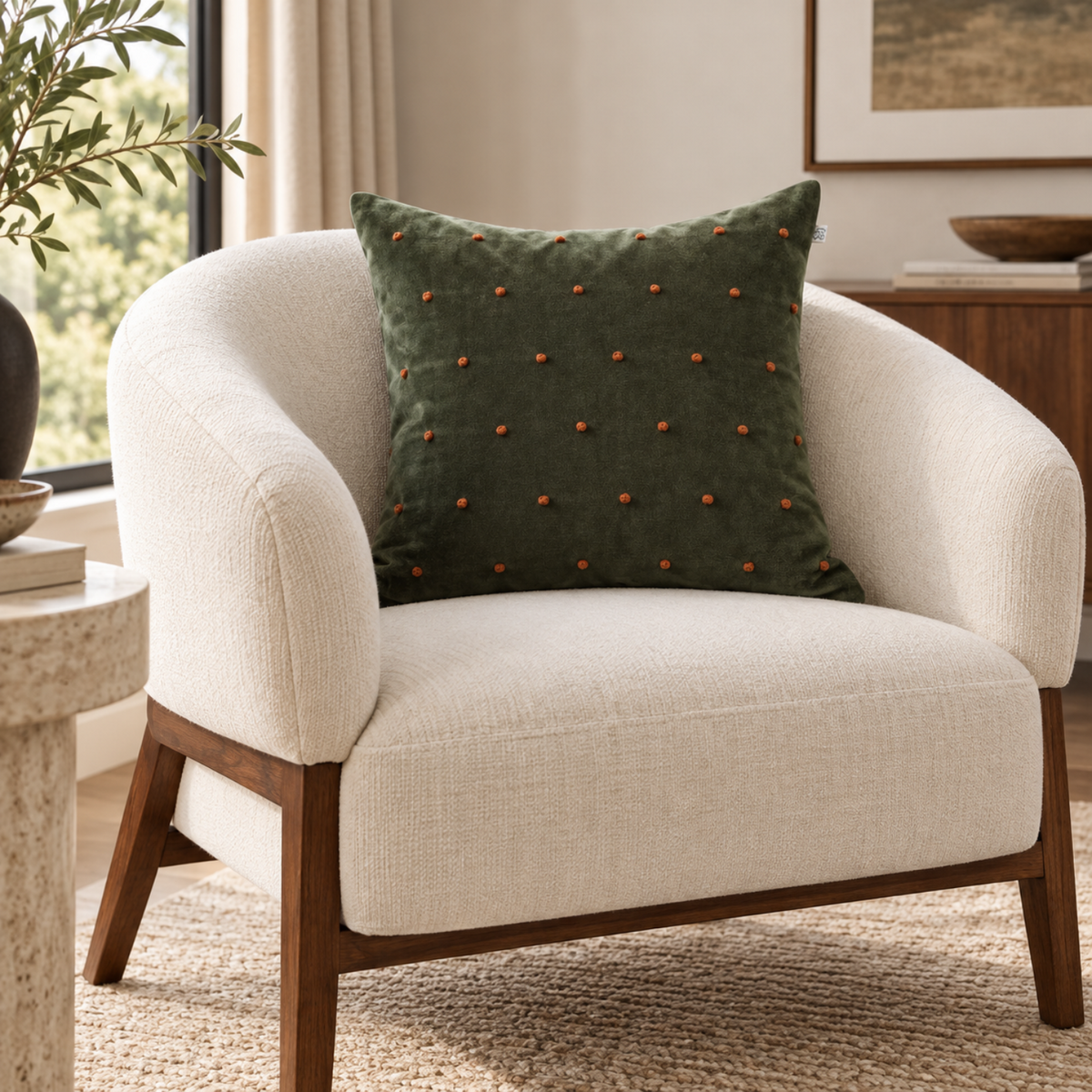 Speckle Velvet Cotton Toss Pillow with Feather Insert