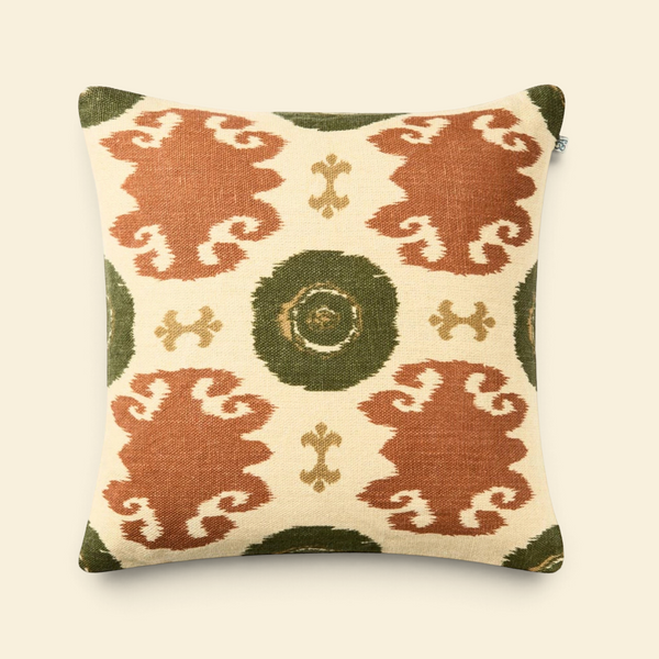 Mosaic Linen Toss Pillow with Feather Insert