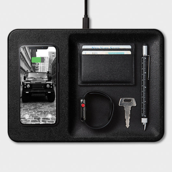 Magnetic Wireless Charger Tray - Ash Leather