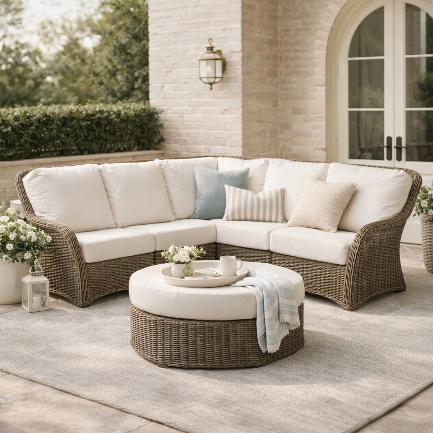 Coastal 5 Piece L-Shape Wicker Sectional